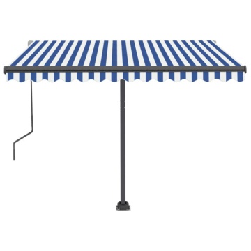 Copertină autonomă retractabilă automat albastru&alb 350x250 cm - Img 8