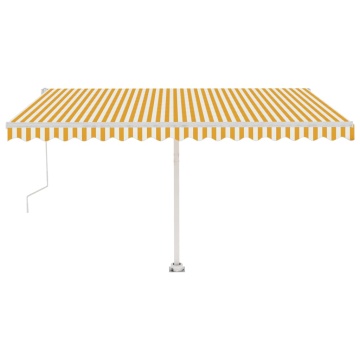 Copertină autonomă retractabilă automat galben&alb 450x350 cm - Img 2
