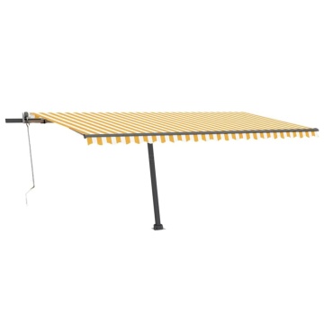 Copertină autonomă retractabilă automat galben&alb 500x300 cm - Img 3
