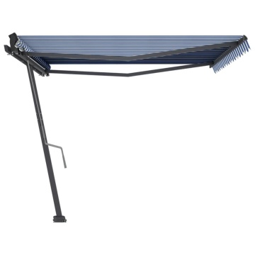 Copertină autonomă retractabilă manual albastru/alb 400x300 cm - Img 2