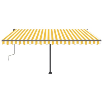 Copertină autonomă retractabilă manual, galben/alb, 400x300 cm - Img 8