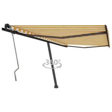 Copertină autonomă retractabilă manual, galben&alb, 400x350 cm - Img 1