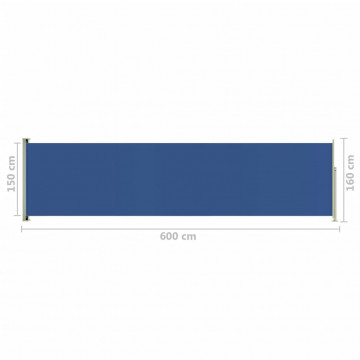 Copertină laterală retractabilă de terasă, albastru, 160x600 cm - Img 7