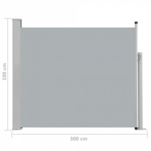 Copertină laterală retractabilă de terasă, gri, 100 x 300 cm - Img 7