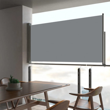 Copertină laterală retractabilă de terasă, gri, 80 x 300 cm - Img 1