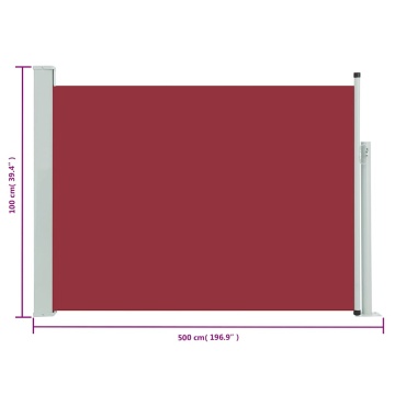 Copertină laterală retractabilă de terasă, roșu, 100x500 cm - Img 7