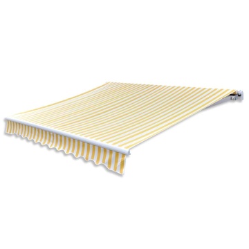 Copertină pliabilă motorizată, 400 cm, galben/alb - Img 1