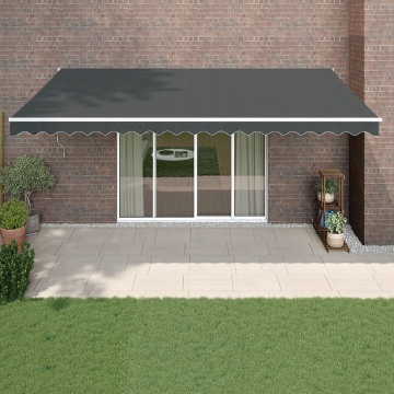 Copertină retractabilă, antracit, 5x3 m, textil și aluminiu - Img 1
