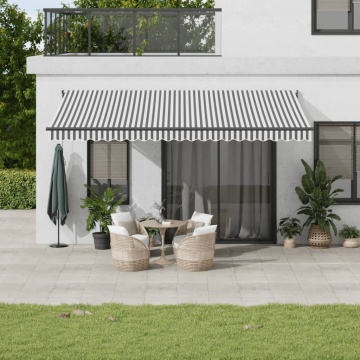 Copertină retractabilă antracit/alb, 5x3 m, textil/aluminiu - Img 1