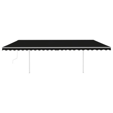Copertină retractabilă automat, cu stâlpi, antracit, 6x3 m - Img 4