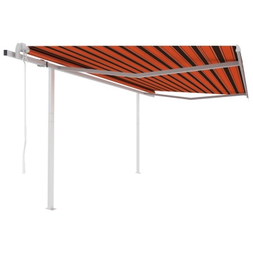 Copertină retractabilă automat cu stâlpi, portocaliu&maro 4x3 m - Img 1