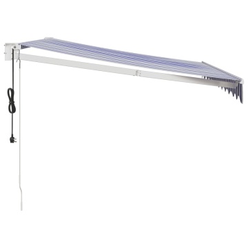 Copertină retractabilă automată, albastru și alb, 3x2,5 m - Img 4