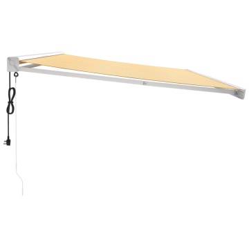 Copertină retractabilă, galben/alb, 5x3 m, textil/aluminiu - Img 4