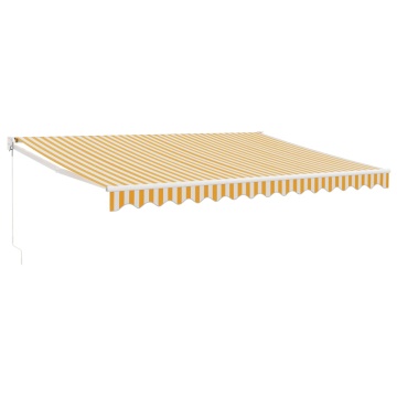 Copertină retractabilă galben și alb, 4x3 m, textil și aluminiu - Img 2