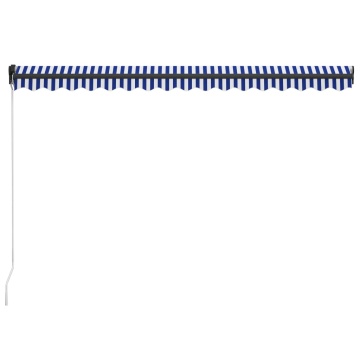 Copertină retractabilă manual, albastru și alb, 450x300 cm - Img 4