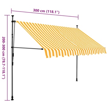 Copertină retractabilă manual cu LED, alb & portocaliu, 300 cm - Img 11