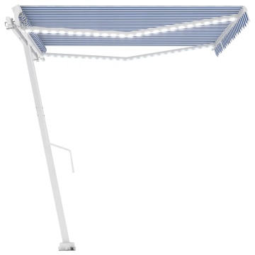 Copertină retractabilă manual cu LED, albastru & alb 400x300 cm - Img 5
