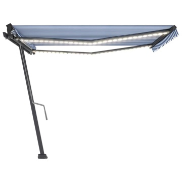 Copertină retractabilă manual cu LED, albastru/alb, 400x350 cm - Img 8