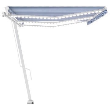 Copertină retractabilă manual cu LED albastru și alb 600x300 cm - Img 5