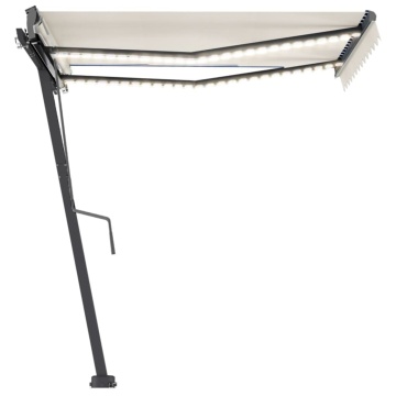Copertină retractabilă manual cu LED, crem, 350x250 cm - Img 5