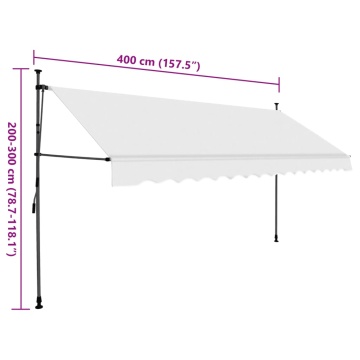 Copertină retractabilă manual cu LED, crem, 400 cm - Img 11