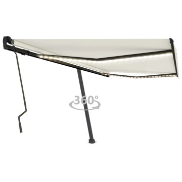 Copertină retractabilă manual cu LED, crem, 400x300 cm - Img 1