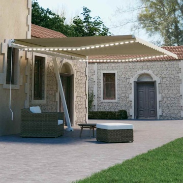Copertină retractabilă manual cu LED, crem, 400x300 cm - Img 1