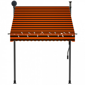 Copertină retractabilă manual cu LED, portocaliu & maro, 150 cm - Img 4