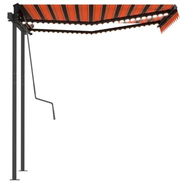 Copertină retractabilă manual cu LED, portocaliu&maro 3,5x2,5 m - Img 5