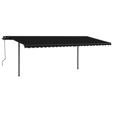 Copertină retractabilă manual cu stâlpi, antracit, 3,5x2,5 m - Img 3