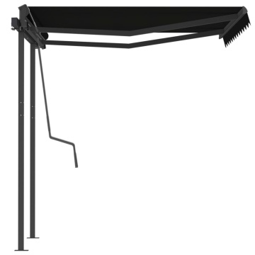 Copertină retractabilă manual cu stâlpi, antracit, 3,5x2,5 m - Img 5