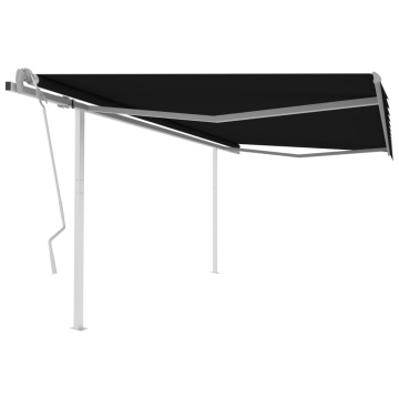 Copertină retractabilă manual, cu stâlpi, antracit, 4x3 m - Img 1