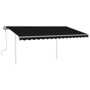 Copertină retractabilă manual, cu stâlpi, antracit, 4x3 m - Img 2