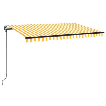 Copertină retractabilă manual, galben și alb, 450x300 cm - Img 2
