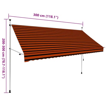 Copertină retractabilă manual, portocaliu și maro, 300 cm - Img 6