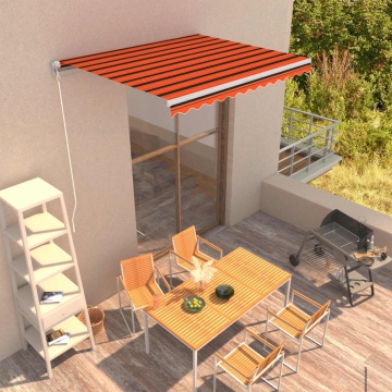 Copertină retractabilă manual, portocaliu și maro, 300x250 cm - Img 1