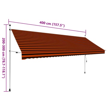 Copertină retractabilă manual, portocaliu și maro, 400 cm - Img 6
