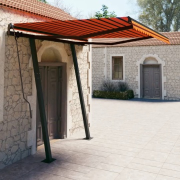 Copertină retractabilă manual, stâlpi portocaliu&maro 3,5x2,5 m - Img 1