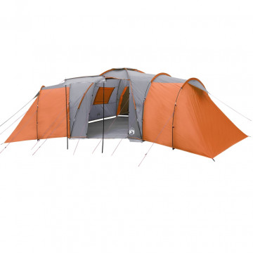Cort camping 12 pers. gri/portocaliu 840x720x200 cm tafta 185T - Img 4