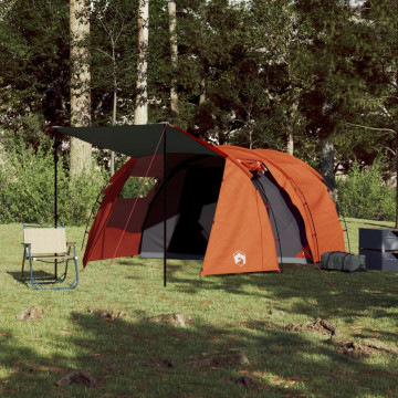 Cort camping 4 persoane gri/portocaliu 420x260x153cm tafta 185T - Img 3