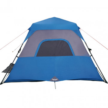 Cort camping 6 pers., albastru, impermeabil, configurare rapidă - Img 7