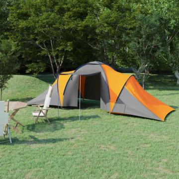 Cort camping, 6 persoane, gri și portocaliu - Img 1