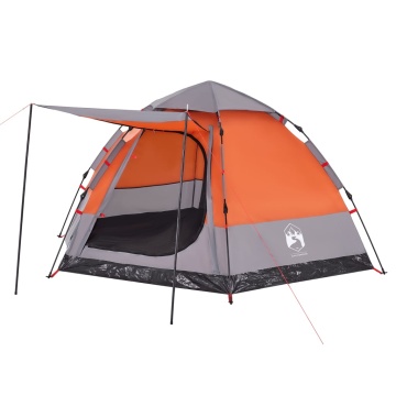 Cort camping cabană 4 persoane gri/portocaliu setare rapidă - Img 6