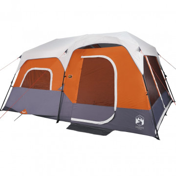 Cort camping cu LED pentru 9 persoane, gri deschis/portocaliu - Img 5
