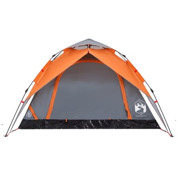 Cort camping cupolă 4 persoane, gri/portocaliu, setare rapidă - Img 5