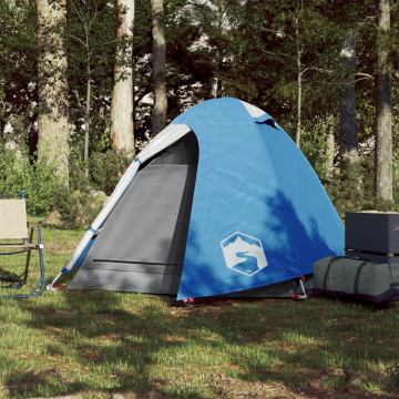 Cort de camping 2 persoane albastru, 254x135x112 cm, tafta 185T - Img 3