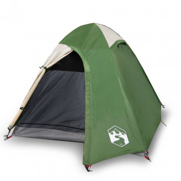 Cort de camping 2 persoane, verde, 254x135x112 cm, tafta 185T - Img 1