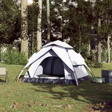 Cort de camping 3 persoane, alb opac, setare rapidă, țesătură - Img 3