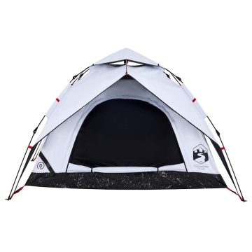 Cort de camping 3 persoane, alb opac, setare rapidă, țesătură - Img 6
