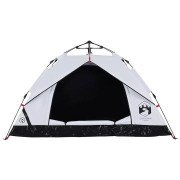 Cort de camping 3 persoane, alb opac, setare rapidă, țesătură - Img 5